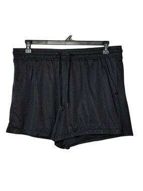 Athletic Works Womens XL Mesh Shorts Y2K Black Elastic Drawstring Pockets Sporty